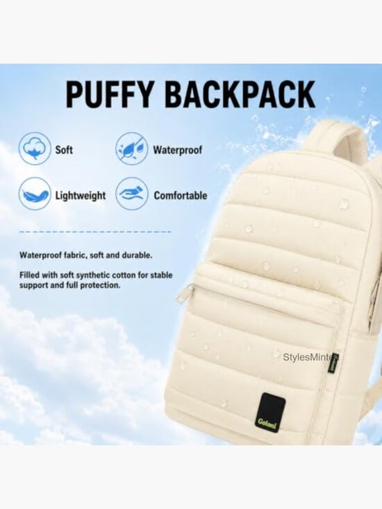 15.6 Inch Laptop Backpack with USB Port, Waterproof Puffy Travel Daypack main image 6